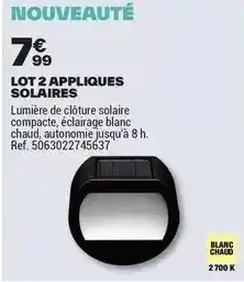 Brico Dépôt Lot 2 appliques solaires offre