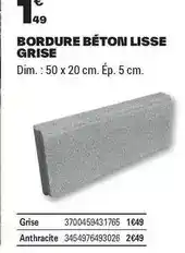 Brico Dépôt Dim - bordure béton lisse grise offre