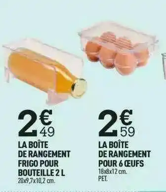 Centrakor La Boîte De Rangement Frigo Pour Bouteille 2 L , La Boîte De Rangement Pour 6 Oeufs offre