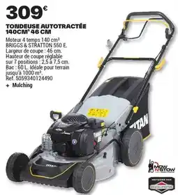 Brico Dépôt Briggs & stratton - tondeuse autotractée 140 cm 46 cm offre