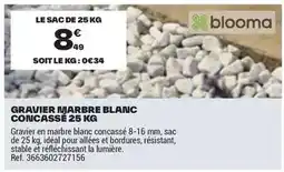 Brico Dépôt Blooma - gravier marbre blanc concassé 25 kg offre