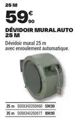 Brico Dépôt Dévidoir mural auto 25 m offre