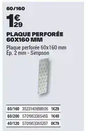 Brico Dépôt Plaque perforée 60x160 mini offre