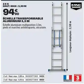 Brico Dépôt Mac allister - echelle transformable aluminium offre