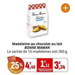 Coccimarket Madeleine au chocolat au lait bonne maman offre