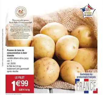 Cora x Carrefour Pomme De Terre De Consommation à Chair Blanche offre