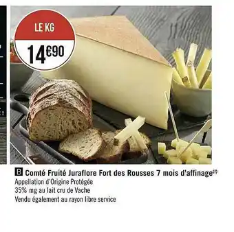 Géant Casino Comté Fruité Juraflore Fort Des Rousses 7 Mois D'affinage offre