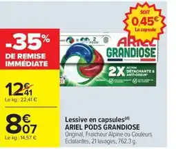Carrefour Market Lessive en capsules ariel pods grandiose offre