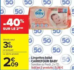 Carrefour Market Lingettes bébé carrefour baby offre