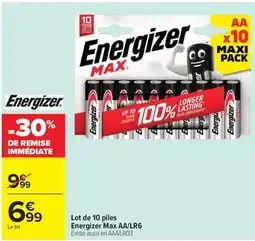 Carrefour Market Lot de 10 piles energizer max aa/lr6 offre