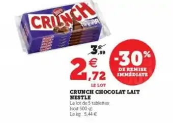 Hyper U Crunch Chocolat Lait Nestlé offre