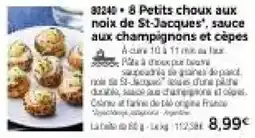 Thiriet 8 petits choux aux noix de st-jacques, sauce aux champignons et cépes offre