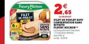 Hyper U Filet De Poulet Rôti Conservation Sans Nitrite Fleury Michon offre