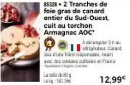 Thiriet 2 Tranches de foie gras de canard entier du Sud-Ouest. cuit au torchon Armagnac AOC offre