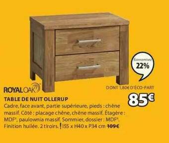 JYSK Table De Nuit Ollerup Royal Oak offre