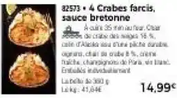 Thiriet 4 Crabes farcis, sauce bretonne offre