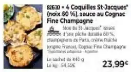 Thiriet 4 coquilles st-jacques" noix 60 % sauce au cognac fine champagne offre