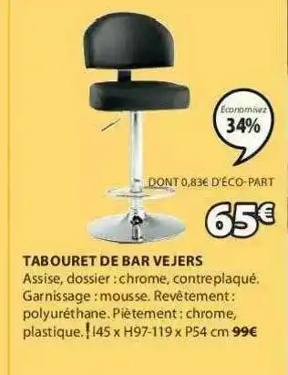 JYSK Tabouret De Bar Vejers offre