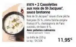 Thiriet 2 cassolettes aux noix de st-jacques, sauce bretonne offre