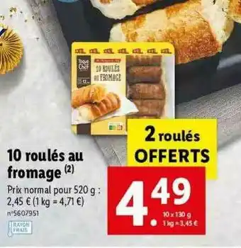 Lidl 10 Roulés Au Fromage Toque Du Chef offre
