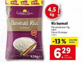 Lidl Riz Basmati Golden Sun offre