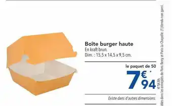 METRO Boîte Burger Haute offre
