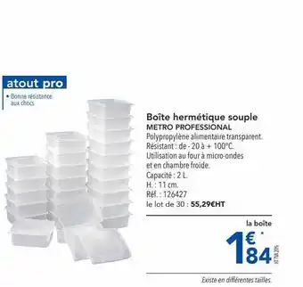 METRO Boîte Hermétique Souple Metro Professional offre