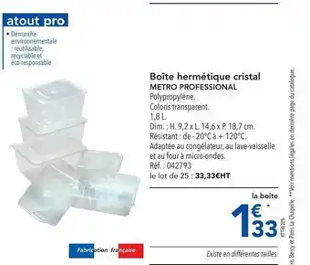 Boîte Hermétique Cristal Metro Professional