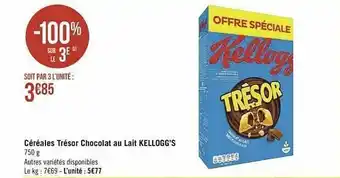 Spar Céréales Trésor Chocolat Au Lait Kellogg's offre