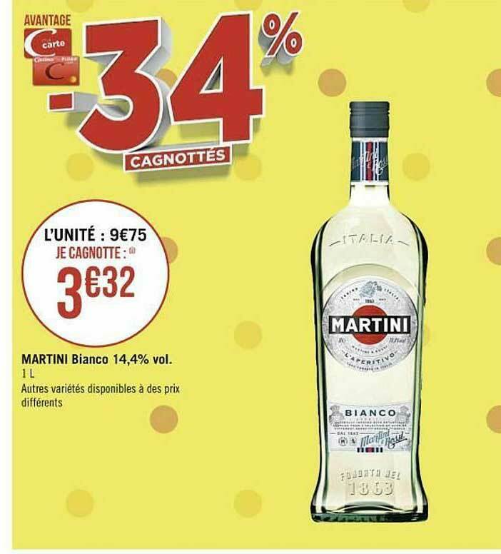 Promo Martini Bianco 14,4 Vol. chez Spar