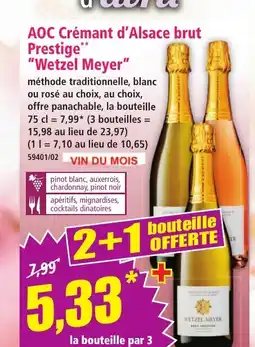 Norma AOC Crémant d'Alsace brut Prestige Wetzel Meyer offre