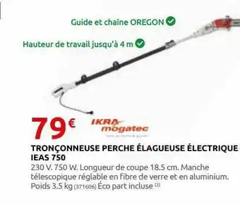 Tronçonneuse Perche élagueuse électriqe Ieas 750 Ikra Mogatec