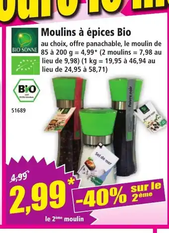 Norma BIO SONNE Moulins à épices Bio offre