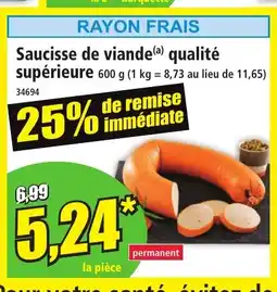 Norma Saucisse de viande qualité supérieure offre