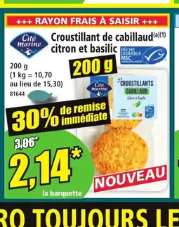 Norma CITÉ MARINE Croustillant de cabillaud citron et basilic offre