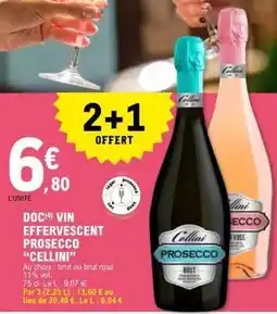 E.Leclerc DOC VIN EFFERVESCENT PROSECCO 'CELLINI' offre