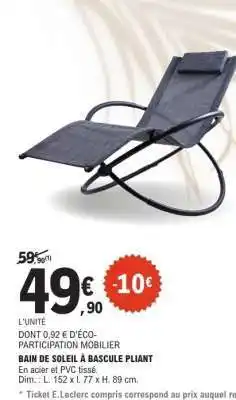 E.Leclerc Bain de soleil à bascule pliant offre