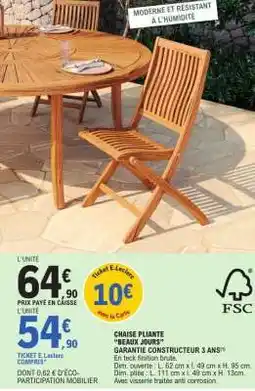 E.Leclerc CHAISE PLIANTE BEAUX JOURS offre