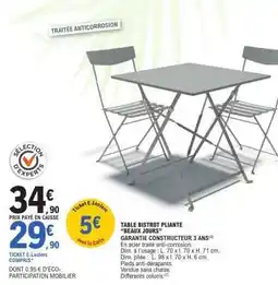E.Leclerc Table Bistrot Pliante 'Beaux Jours' offre