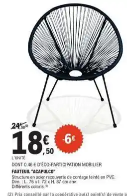 E.Leclerc FAUTEUIL 'ACAPULCO' offre