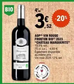 E.Leclerc AOP VIN ROUGE FRONTON BIO 2023 'CHÂTEAU MARGUERITE' offre
