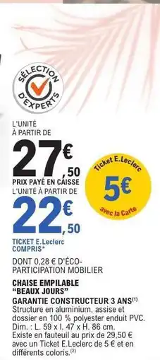 E.Leclerc Chaise Empilable 'Beaux Jours' offre