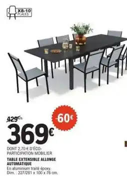E.Leclerc TABLE EXTENSIBLE ALLONGE AUTOMATIQUE offre