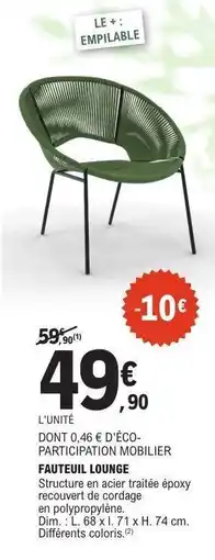 E.Leclerc FAUTEUIL LOUNGE offre