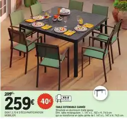 E.Leclerc TABLE EXTENSIBLE CARRÉE offre