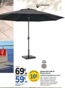 E.Leclerc PARASOL DROIT ROND 4M Beaux jours offre