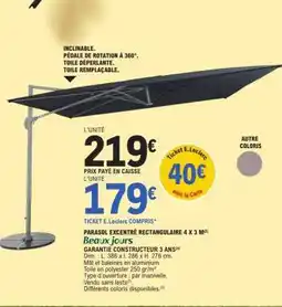 E.Leclerc PARASOL EXCENTRÉ RECTANGULAIRE 4 X 3 M offre