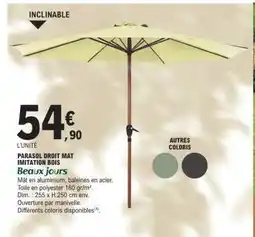 E.Leclerc PARASOL DROIT MAT IMITATION BOIS offre