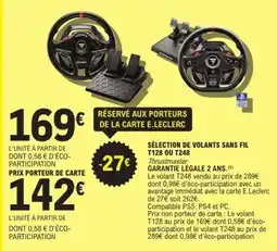 E.Leclerc Sélection de volants sans fil T128 ou T248 offre