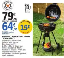 E.Leclerc BARBECUE CHARBON BOULE Ø54 CM BEAUX JOURS offre
